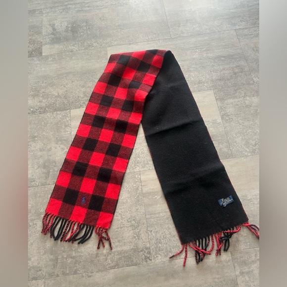NEW Polo Ralph Lauren Scarf Buffalo Plaid Reversible Wool Blend Italy - Picture 2 of 4